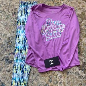 NWT - Under Armour - Girls - 2 Piece Outfit, Long Sleeve & Leggings - Size 6